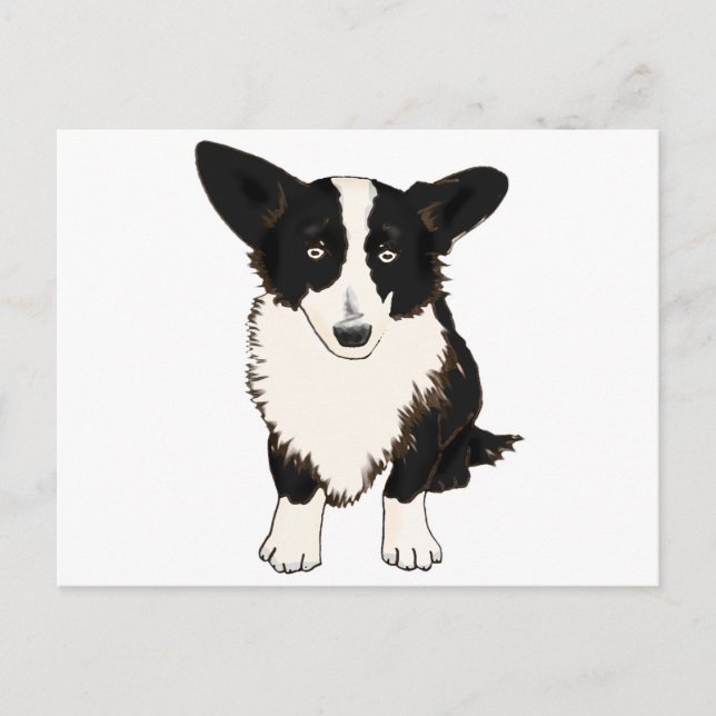 Sitting Cardigan Welsh Corgi Illustration Postcard (Front)