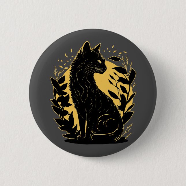 Sitting Cat 2 Inch Round Button (Front)