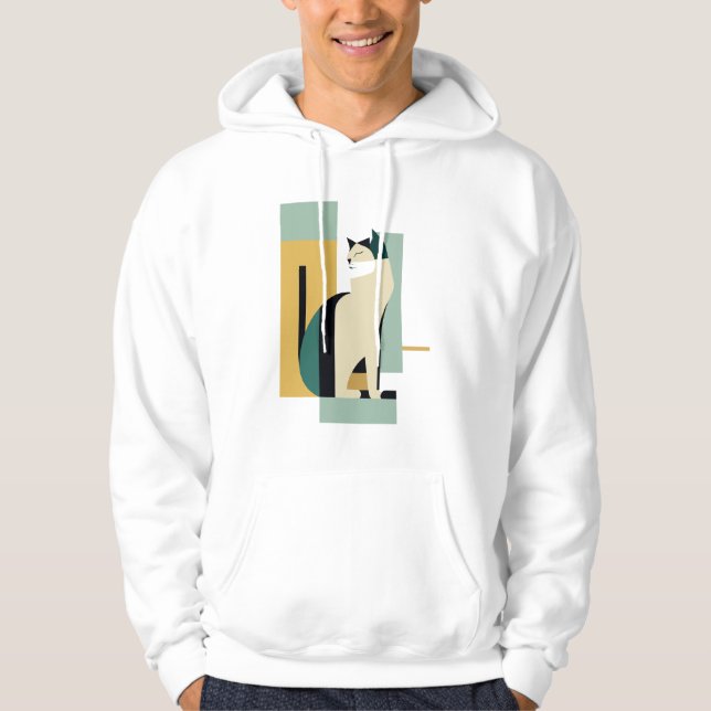 Sitting Cat Art Deco - Minimalist illustration Hoodie (Front)