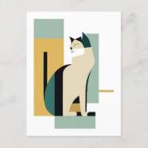Sitting Cat Art Deco - Minimalist illustration