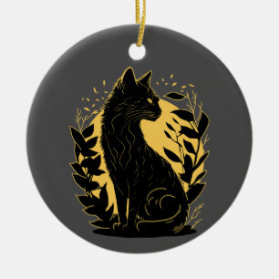 Sitting Cat Ceramic Ornament