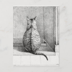 Sitting cat, from behind (1812)  postcard