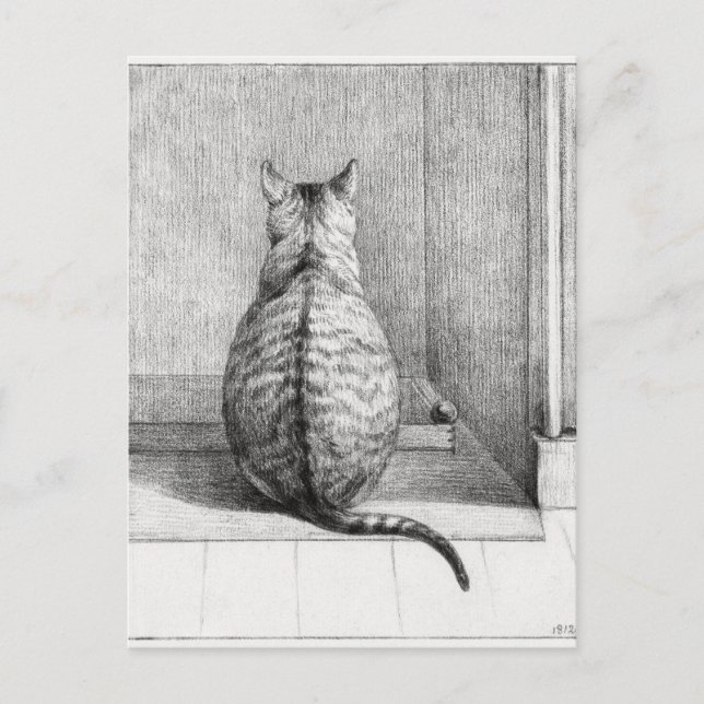 Sitting cat, from behind (1812)  postcard (Front)