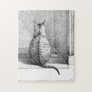 Sitting Cat From Behind by Jean Bernard (1812) Jigsaw Puzzle