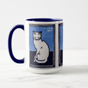 Sitting Cat on Blue by Julie de Graag Mug