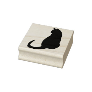 sitting cat silhouette art stamp