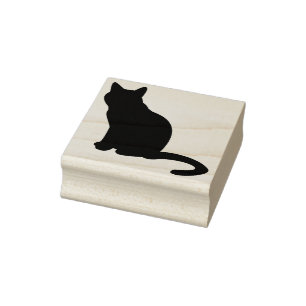 sitting cat silhouette art stamp