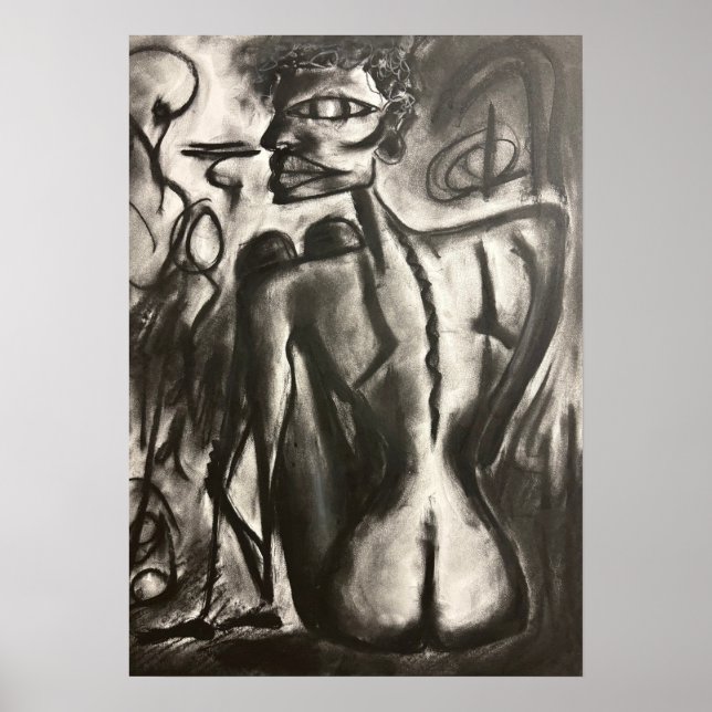 sitting charcoal artwork poster (Front)
