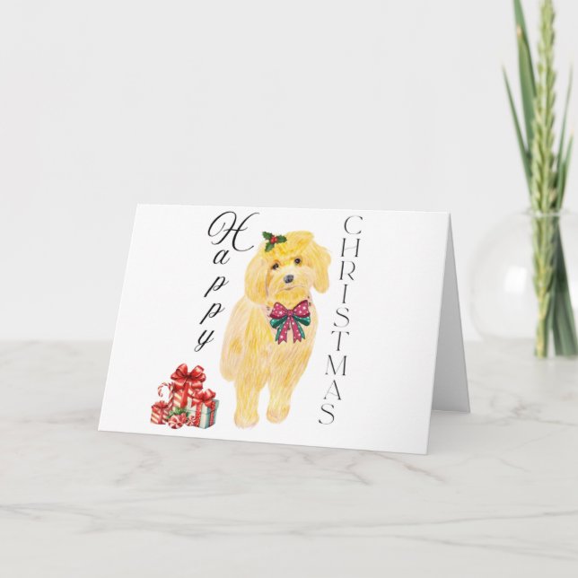 Sitting Dog Christmas Card  (Front)