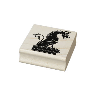 sitting dragon art stamp