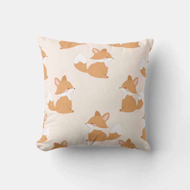 Sitting Fox Charm Throw Pillow (Front)