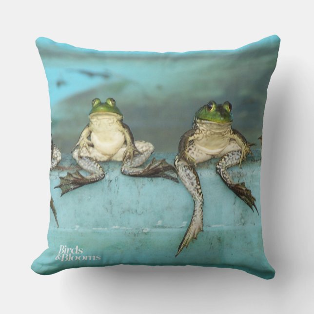 Sitting Frogs Throw Pillow (Front)