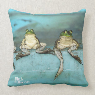 Sitting Frogs Throw Pillow