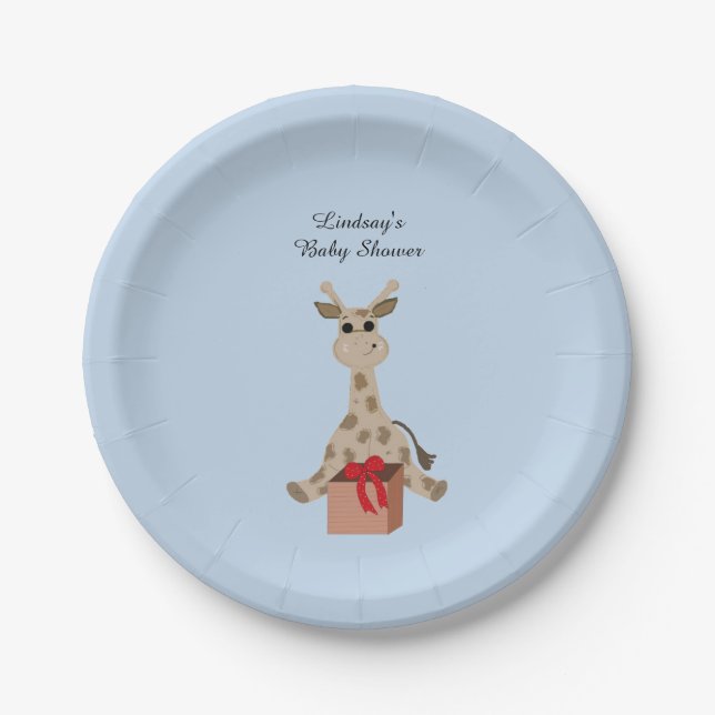 Sitting Giraffe Baby Shower Paper Plate (Front)