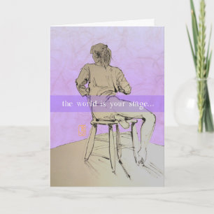 Sitting Girl on Stage Encouragement Card