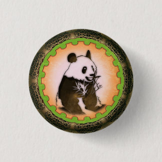 Sitting Happy Panda in Orange 1 Inch Round Button