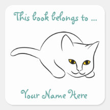 Sitting Kitty Customizable Bookplate Stickers