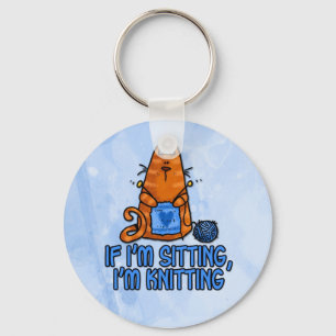 sitting knitting keychain