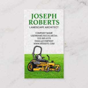 Sitting Lawn Mower Cut Grass Business Card