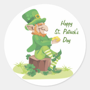 Sitting Leprechaun Classic Round Sticker