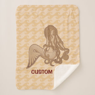 Sitting Mermaid Beige Sherpa Blanket
