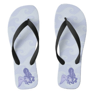 Sitting Mermaid Blue Flip Flops