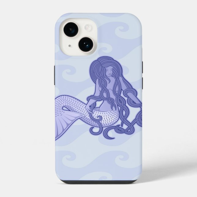 Sitting Mermaid Blue iPhone Case (Back)