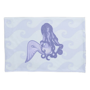 Sitting Mermaid Blue Pillowcase
