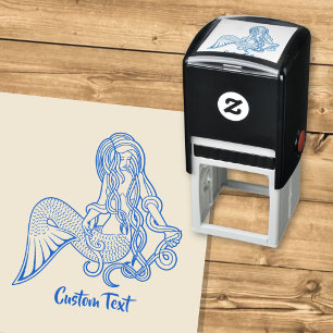 Sitting Mermaid Blue Self-inking Stamp