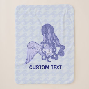 Sitting Mermaid Blue Sherpa Blanket