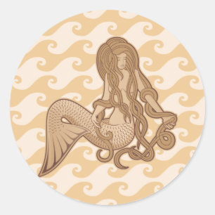 Sitting Mermaid Classic Round Sticker