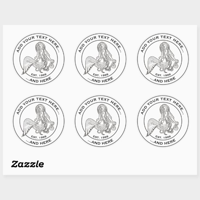 Sitting Mermaid Classic Round Sticker (Sheet)