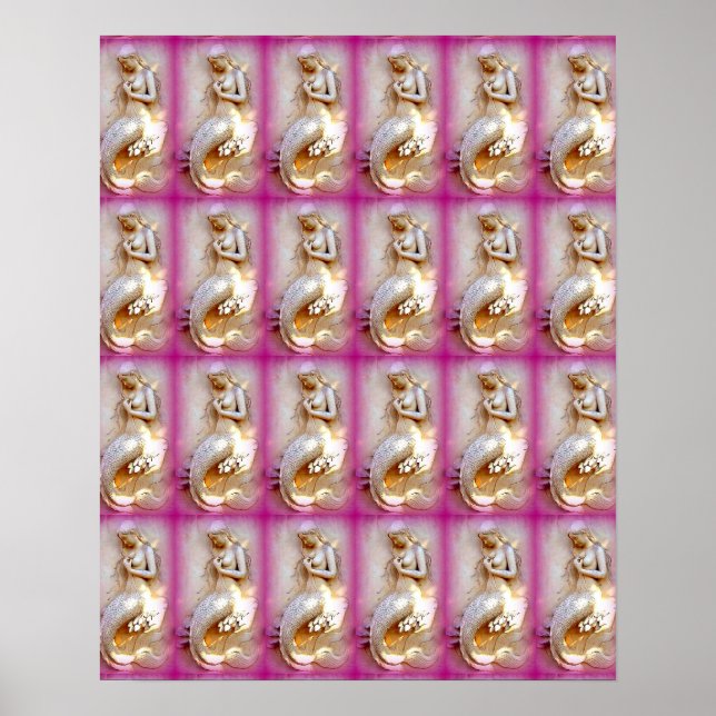 sitting mermaids pink poster (Front)