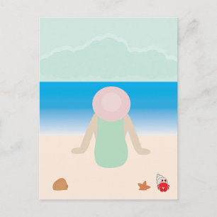 Sitting on the Beach Sand Postcard