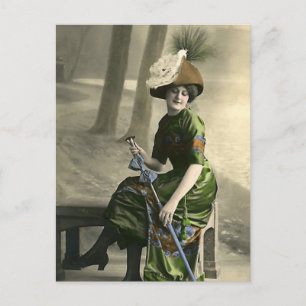 Sitting on the Bench With Umbrella Postcard