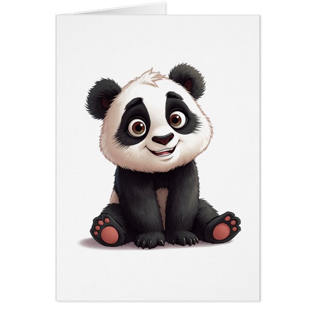 Sitting Panda Bear Cartoon Illustration Art Card (Devant)