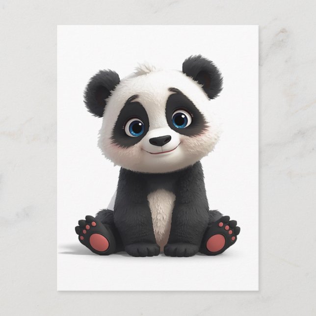 Sitting Panda Bear Cartoon Illustration Art Postcard (Front)