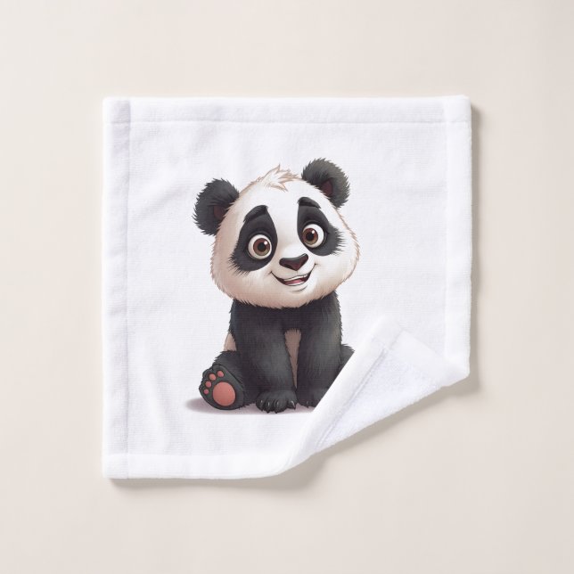 Sitting Panda Bear Cartoon Illustration Artwork (Gant de toilette)