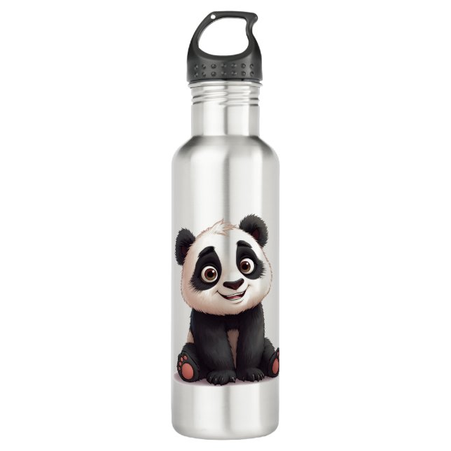 Sitting Panda Bear Cartoon Illustration Artwork 710 Ml Water Bottle (Front)