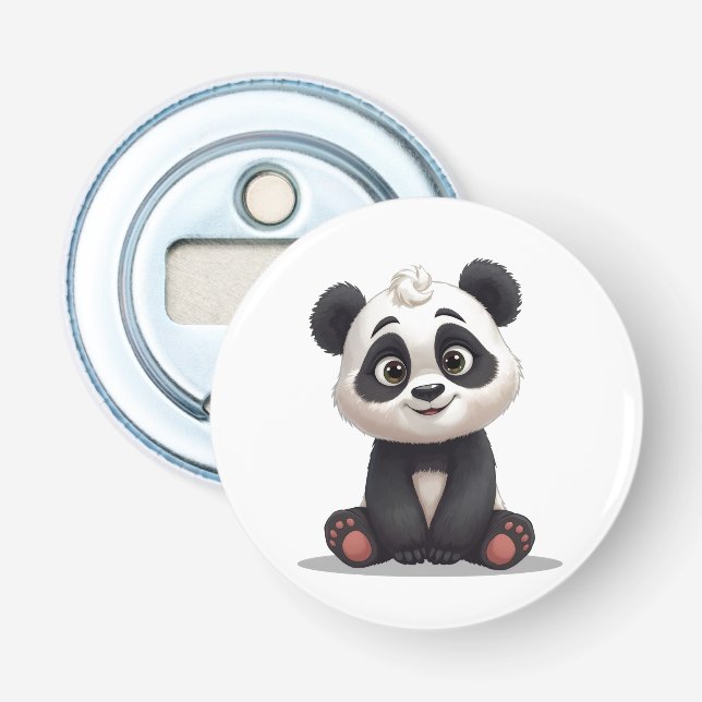 Sitting Panda Bear Cartoon Illustration Artwork Bottle Opener (Front)