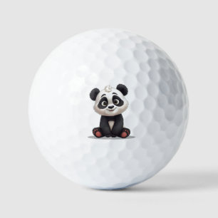 Sitting Panda Bear Cartoon Illustration Artwork Golf Balls