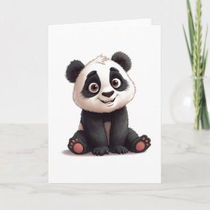 Sitting Panda Bear Cartoon Illustration Artwork Holiday Card