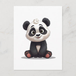 Sitting Panda Bear Cartoon Illustration Artwork Holiday Postcard