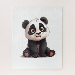 Sitting Panda Bear Cartoon Illustration Artwork Jigsaw Puzzle