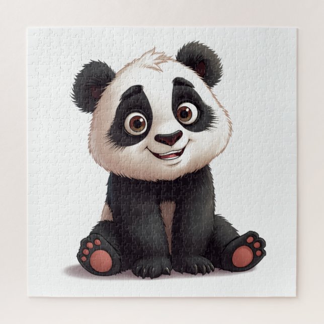 Sitting Panda Bear Cartoon Illustration Artwork Jigsaw Puzzle (Vertical)
