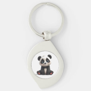 Sitting Panda Bear Cartoon Illustration Artwork Keychain