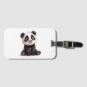 Sitting Panda Bear Cartoon Illustration Artwork Luggage Tag