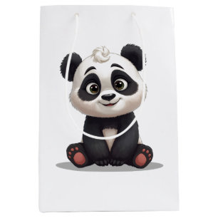 Sitting Panda Bear Cartoon Illustration Artwork Medium Gift Bag