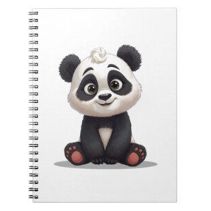 Sitting Panda Bear Cartoon Illustration Artwork Notebook