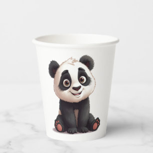 Sitting Panda Bear Cartoon Illustration Artwork Paper Cups